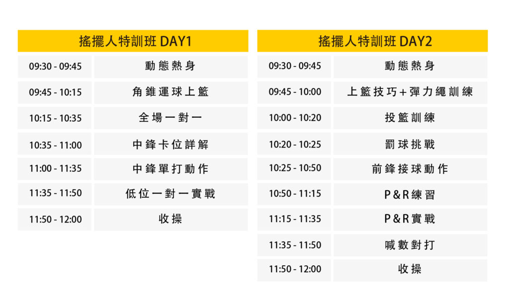 DPT 寒假訓練營課表